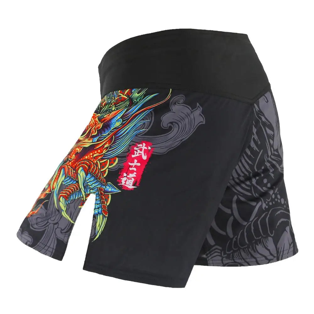 Dragon Breathable Fighting MMA Shorts Grappling Sanda Muay Thai Clothing Tiger Muay Thai Mma Kickboxing Training Short