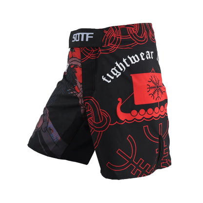 SOTF MMA Black Samurai Fighting Breathable Fitness Print Mma Shorts Tiger Muay Thai Kickboxing Fight Shorts Boxing Clothing Mma