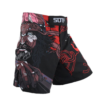 SOTF MMA Black Samurai Fighting Breathable Fitness Print Mma Shorts Tiger Muay Thai Kickboxing Fight Shorts Boxing Clothing Mma