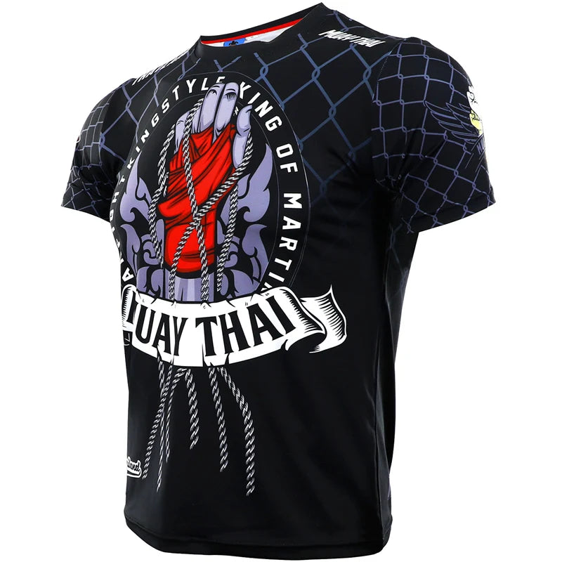 MMA BBJ Rashguard T Shirts Men Short Sleeve Compression Shirt Muay Thai Kickboxing Shirts Sport Jersey Breathable Boxe Tops