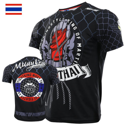 MMA BBJ Rashguard T Shirts Men Short Sleeve Compression Shirt Muay Thai Kickboxing Shirts Sport Jersey Breathable Boxe Tops