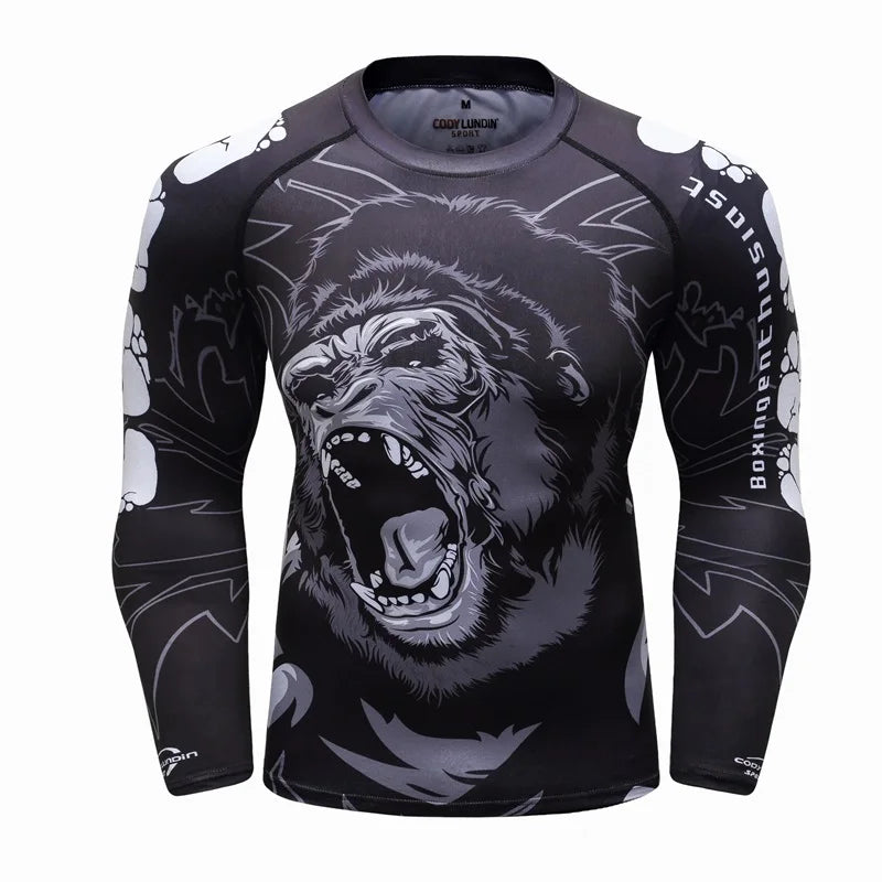 PK MMA Men Rashguard Jiu Jitsu BJJ T Shirts Long Sleeve Fitness Muay Thai Boxing Sports Sweater Rash Guard Jersey