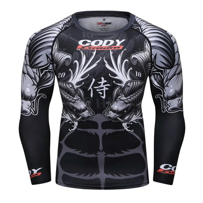 PK MMA Men Rashguard Jiu Jitsu BJJ T Shirts Long Sleeve Fitness Muay Thai Boxing Sports Sweater Rash Guard Jersey