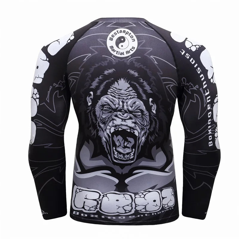 PK MMA Men Rashguard Jiu Jitsu BJJ T Shirts Long Sleeve Fitness Muay Thai Boxing Sports Sweater Rash Guard Jersey