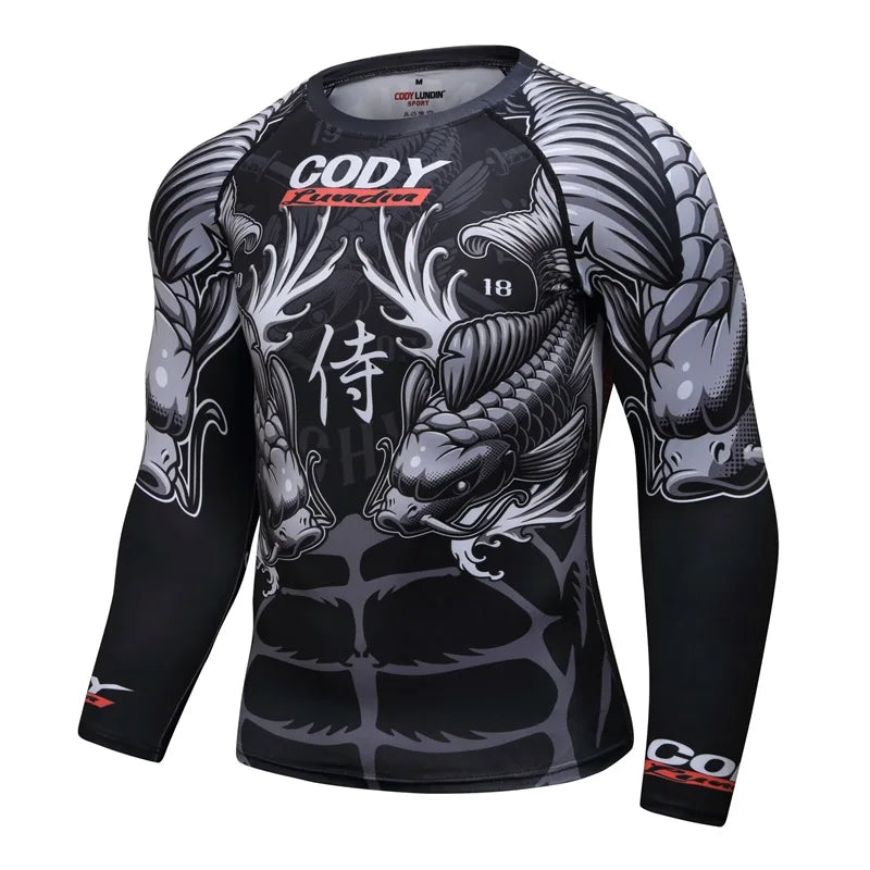 PK MMA Men Rashguard Jiu Jitsu BJJ T Shirts Long Sleeve Fitness Muay Thai Boxing Sports Sweater Rash Guard Jersey