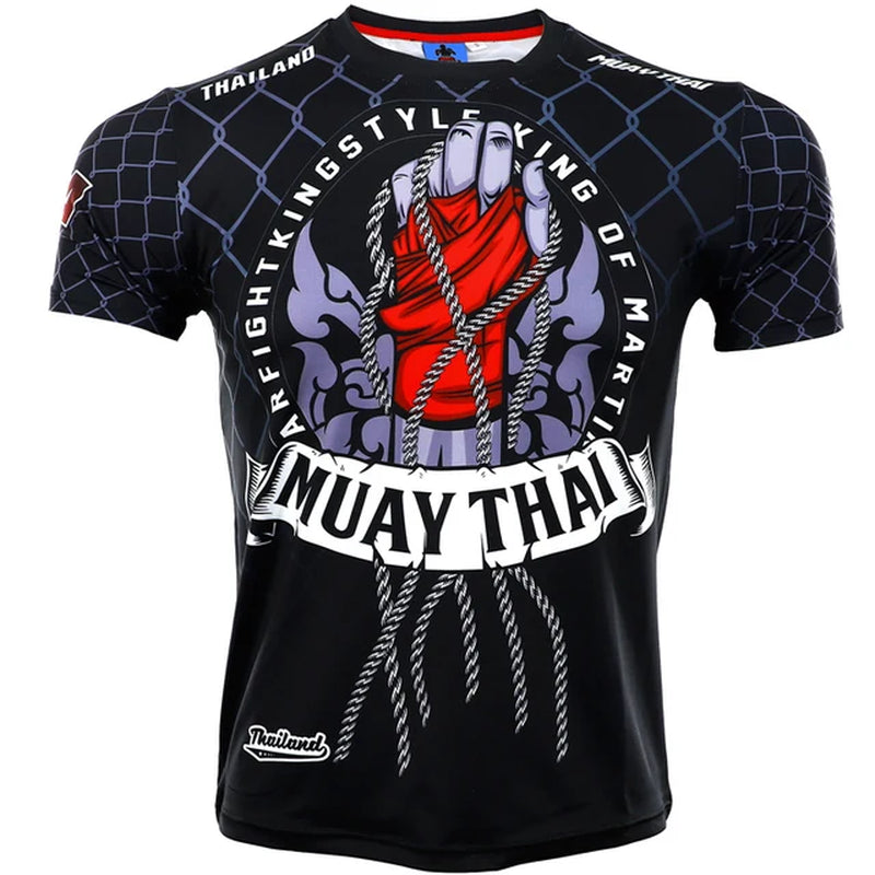 MMA BBJ Rashguard T Shirts Men Short Sleeve Compression Shirt Muay Thai Kickboxing Shirts Sport Jersey Breathable Boxe Tops