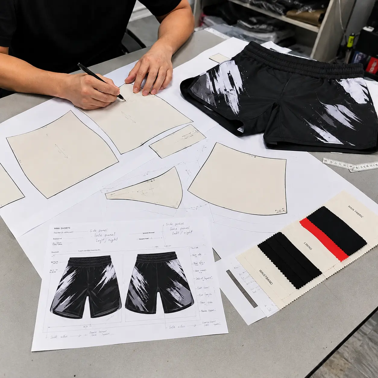 Pattern Making Sampling mma shorts